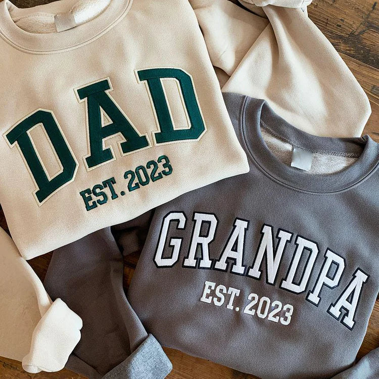 Custom Embroidered Dad Sweatshirt with Multilayer Outline