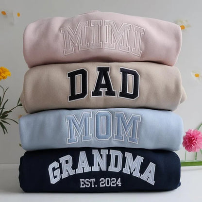 Custom Mama & Dad Embroidered Sweatshirt | Gift for Mom & Dad