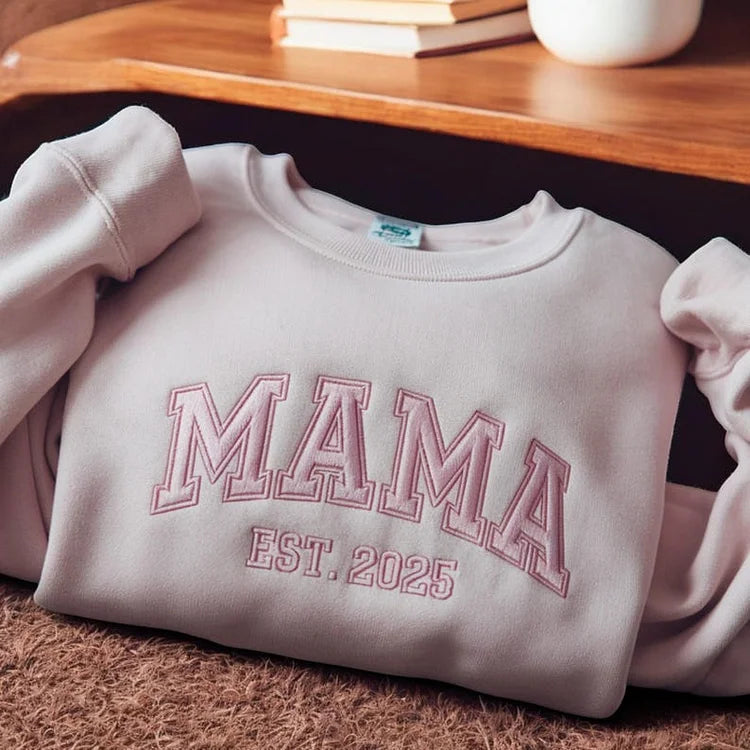 Custom Mama &amp; Dad Embroidered Sweatshirt | Gift for Mom &amp; Dad