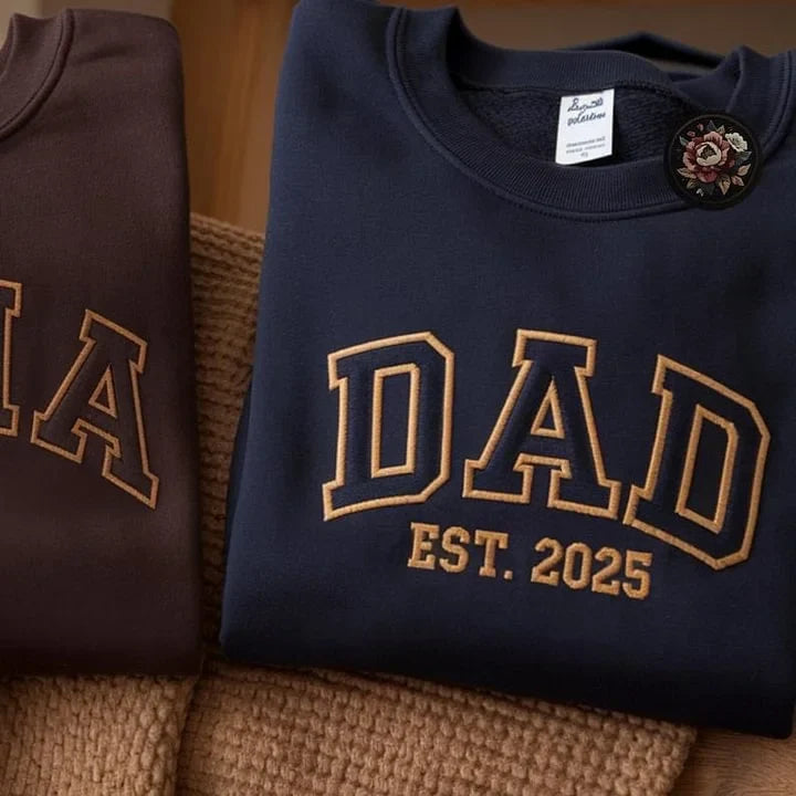 Custom Mama &amp; Dad Embroidered Sweatshirt | Gift for Mom &amp; Dad