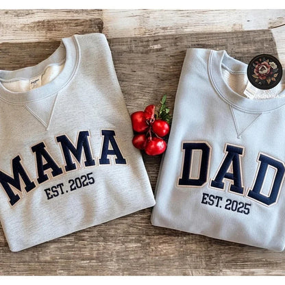 Custom Mama & Dad Embroidered Sweatshirt | Gift for Mom & Dad