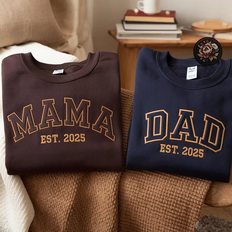 Custom Mama & Dad Embroidered Sweatshirt | Gift for Mom & Dad