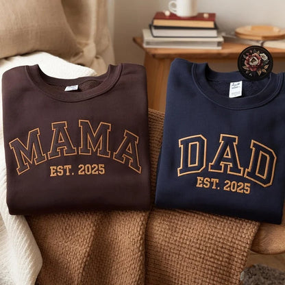 Custom Mama & Dad Embroidered Sweatshirt | Gift for Mom & Dad