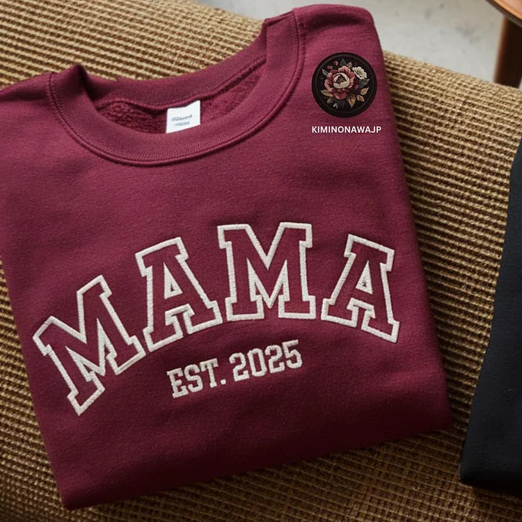 Custom Mama &amp; Dad Embroidered Sweatshirt | Gift for Mom &amp; Dad