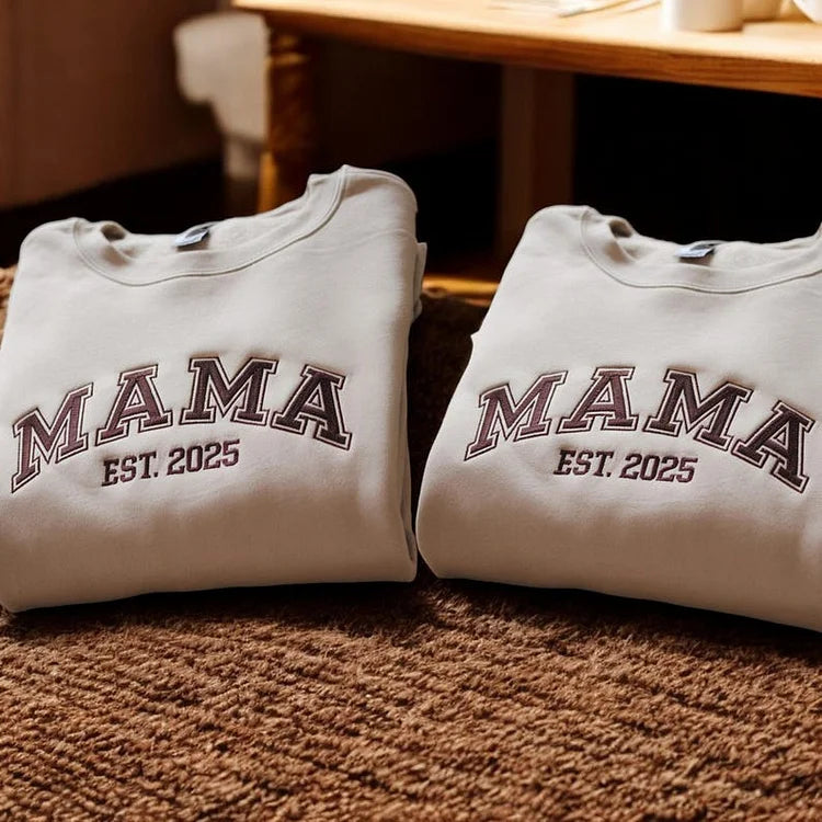 Custom Mama &amp; Dad Embroidered Sweatshirt | Gift for Mom &amp; Dad