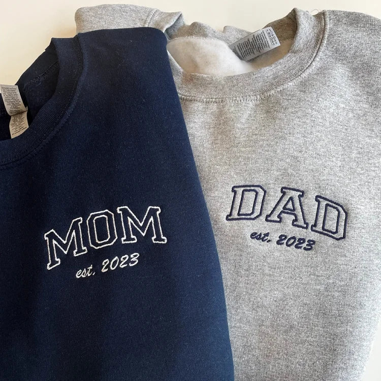 Custom Embroidered Mom &amp; Dad Sweatshirt | Gift for Mom &amp; Dad