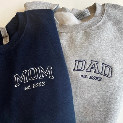 Custom Embroidered Mom & Dad Sweatshirt | Gift for Mom & Dad