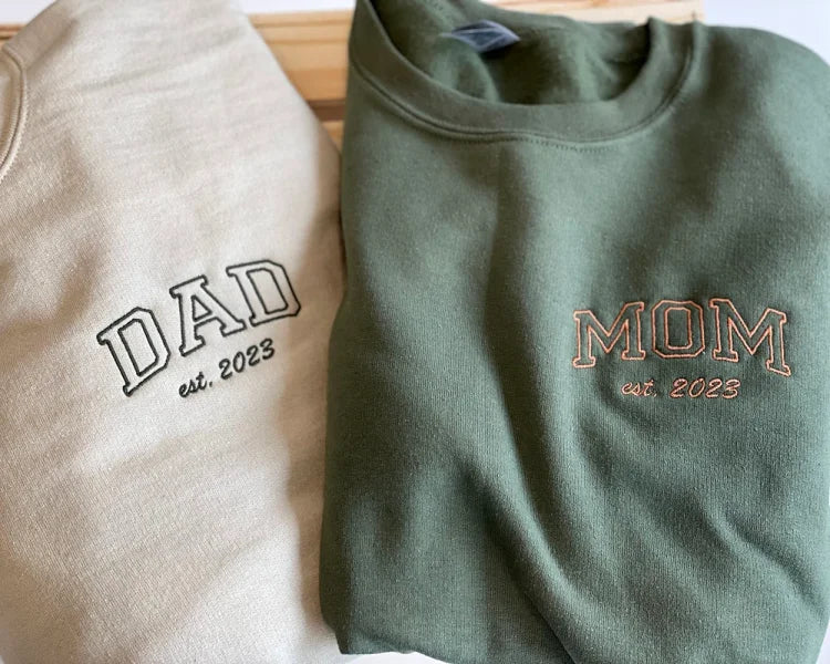 Custom Embroidered Mom &amp; Dad Sweatshirt | Gift for Mom &amp; Dad