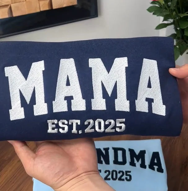 Personalized Embroidered MAMA/DAD Sweatshirt - Custom Kids Names on Sleeve