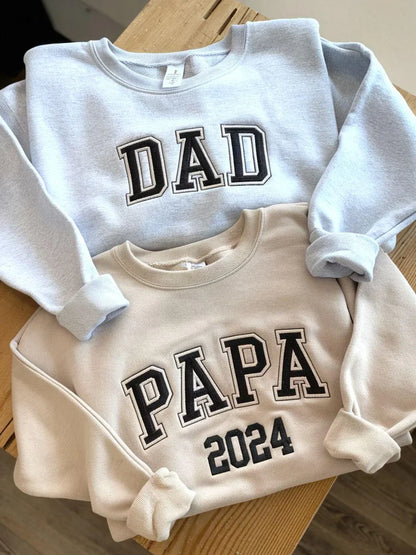 Custom Mom Dad Embroidered Sweatshirt with Year | Gift for Parents