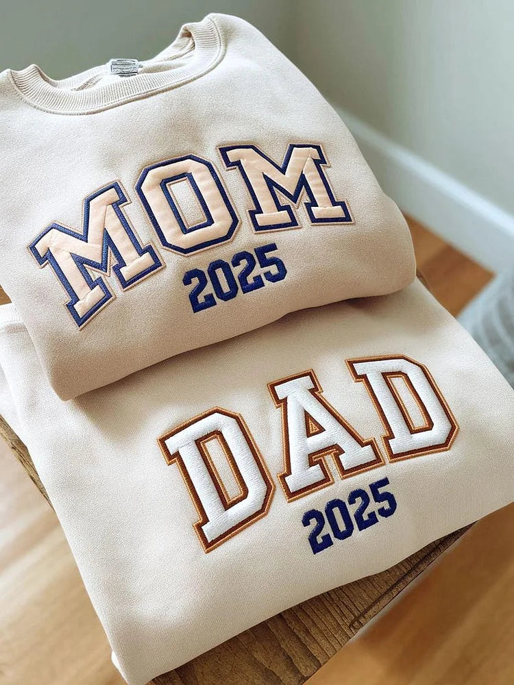 Custom Mom Dad Embroidered Sweatshirt with Year | Gift for Parents