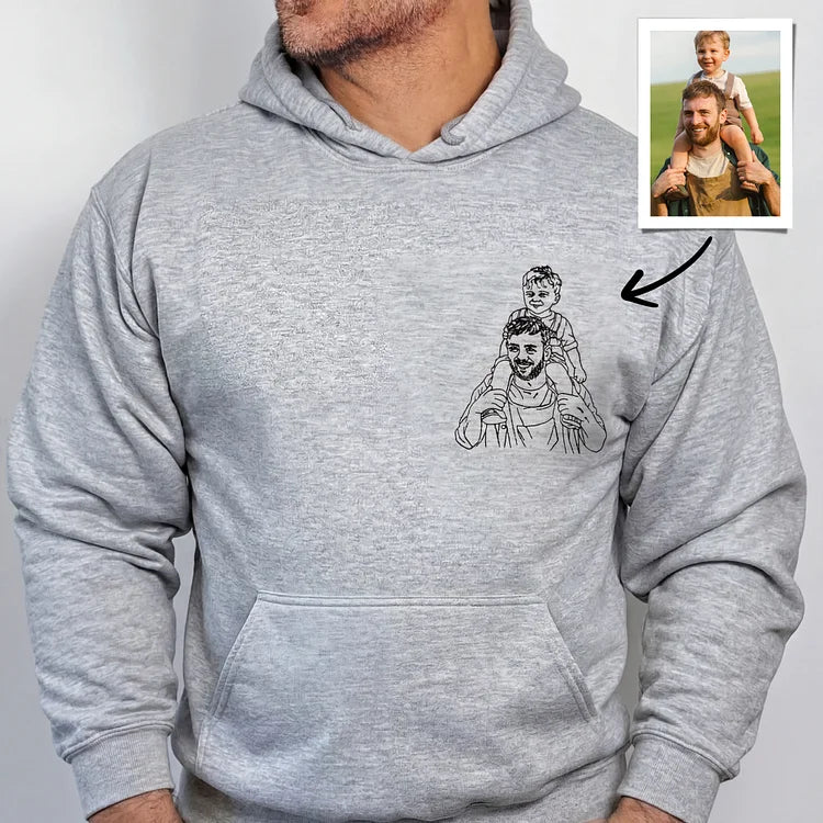 Custom Photo Portrait Embroidered Sweatshirt - Personalized Gift for Dad