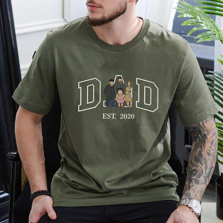 Custom Embroidered Dad Sweatshirt with Family Portrait | Father&