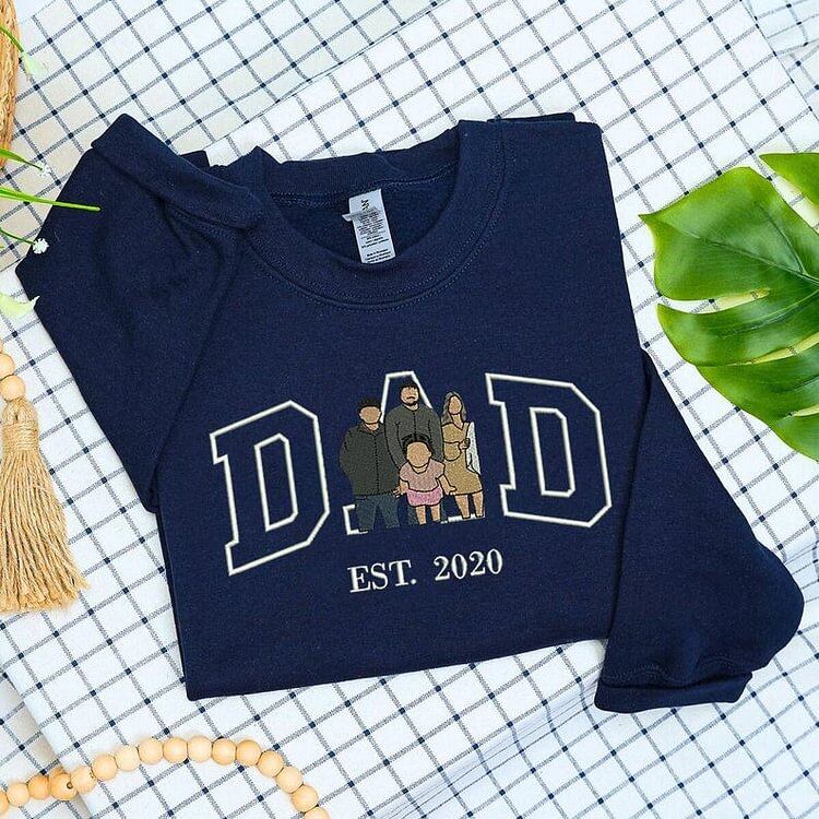 Custom Embroidered Dad Sweatshirt with Family Portrait | Father&