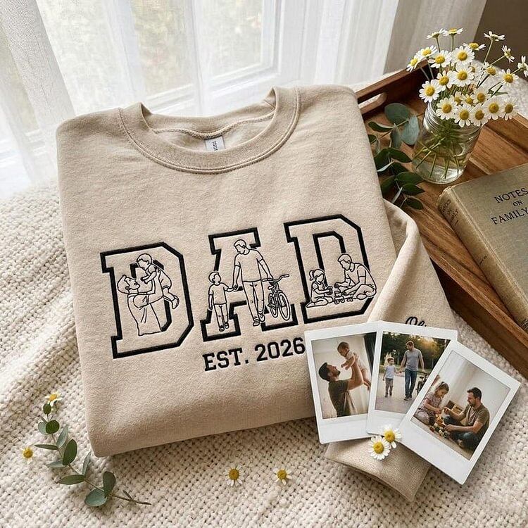 Custom Family Photo Sketch DAD Portrait Sweatshirt | Father&