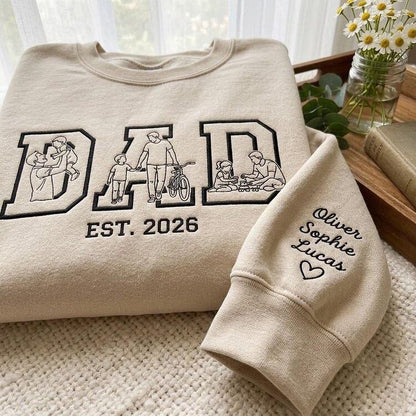 Custom Family Photo Sketch DAD Portrait Sweatshirt | Father&