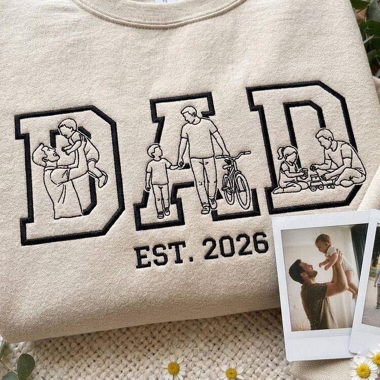 Custom Family Photo Sketch DAD Portrait Sweatshirt | Father&