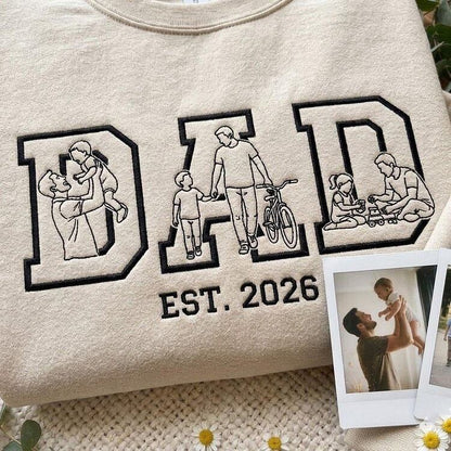 Custom Family Photo Sketch DAD Portrait Sweatshirt | Father&