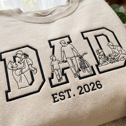 Custom Family Photo Sketch DAD Portrait Sweatshirt | Father&
