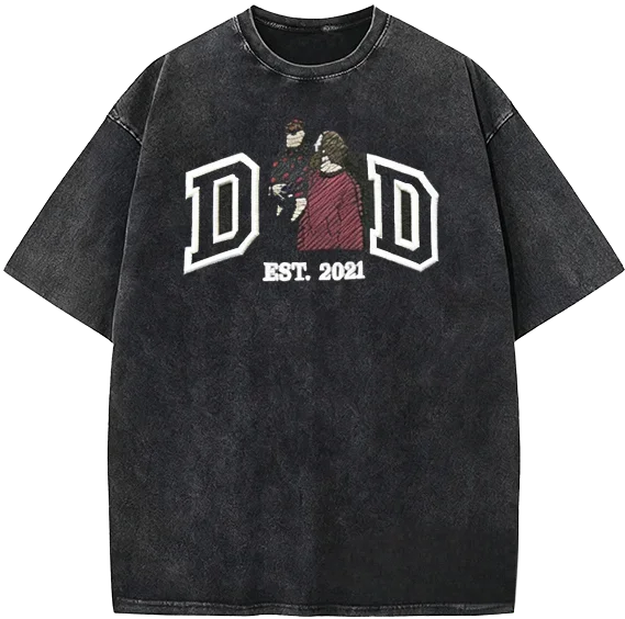Custom Dad Portrait Embroidered Vintage Washed Sweatshirt | Father&