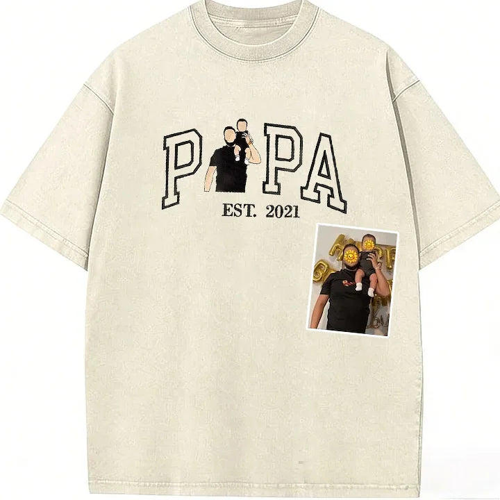 Custom Dad Portrait Embroidered Vintage Washed Sweatshirt | Father's Day Gift