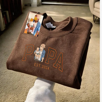 Custom Dad Portrait Embroidered Vintage Washed Sweatshirt | Father's Day Gift