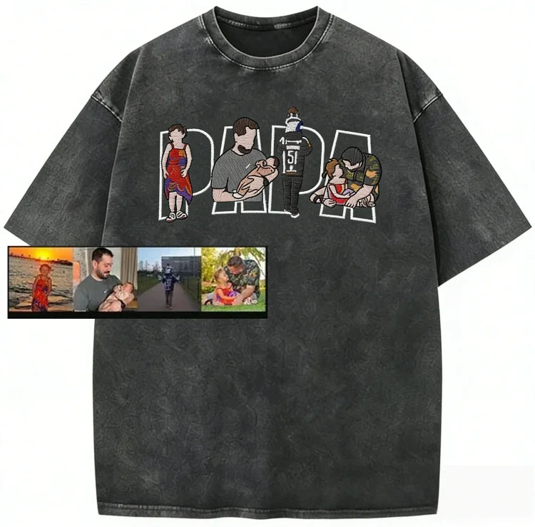 Custom Dad Photo Embroidered Vintage Washed Sweatshirt | Father&