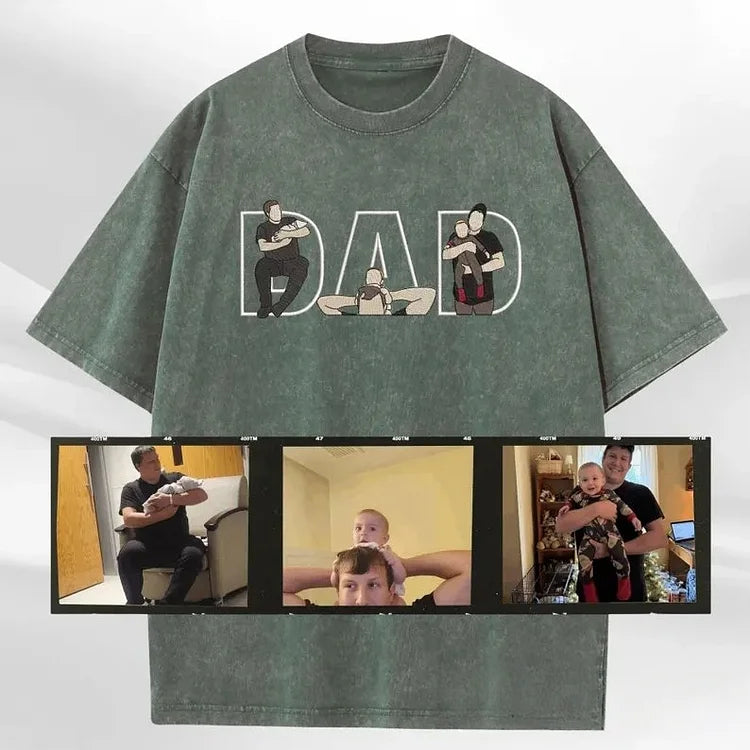 Custom Dad Photo Embroidered Vintage Washed Sweatshirt | Father&