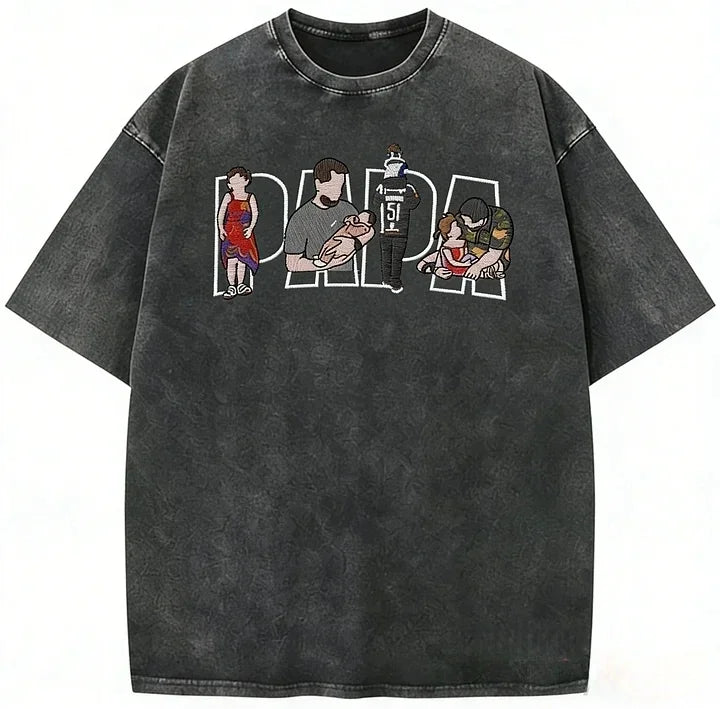 Custom Dad Photo Embroidered Vintage Washed Sweatshirt | Father's Day Gift