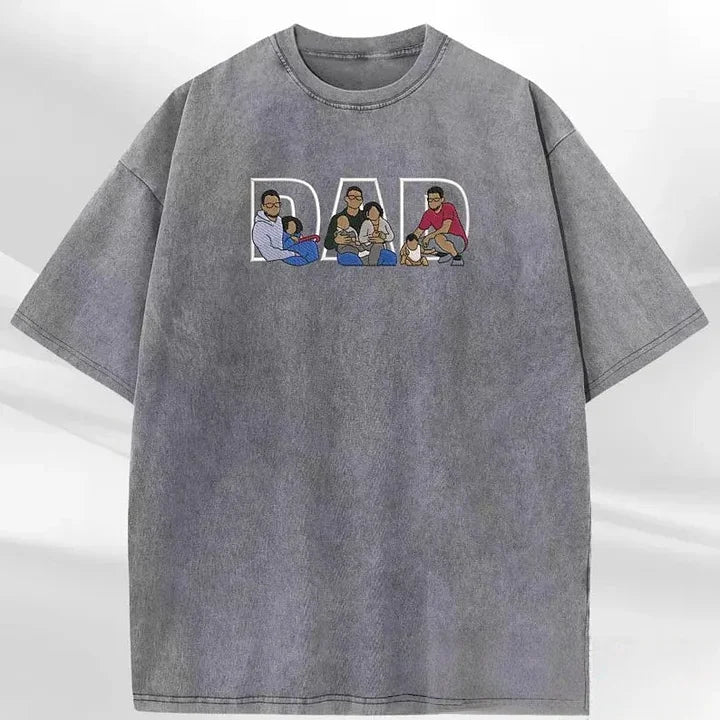 Custom Dad Photo Embroidered Vintage Washed Sweatshirt | Father's Day Gift