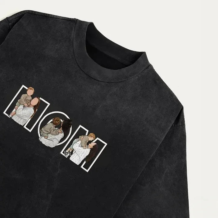 Custom Dad Photo Embroidered Vintage Washed Sweatshirt | Father's Day Gift
