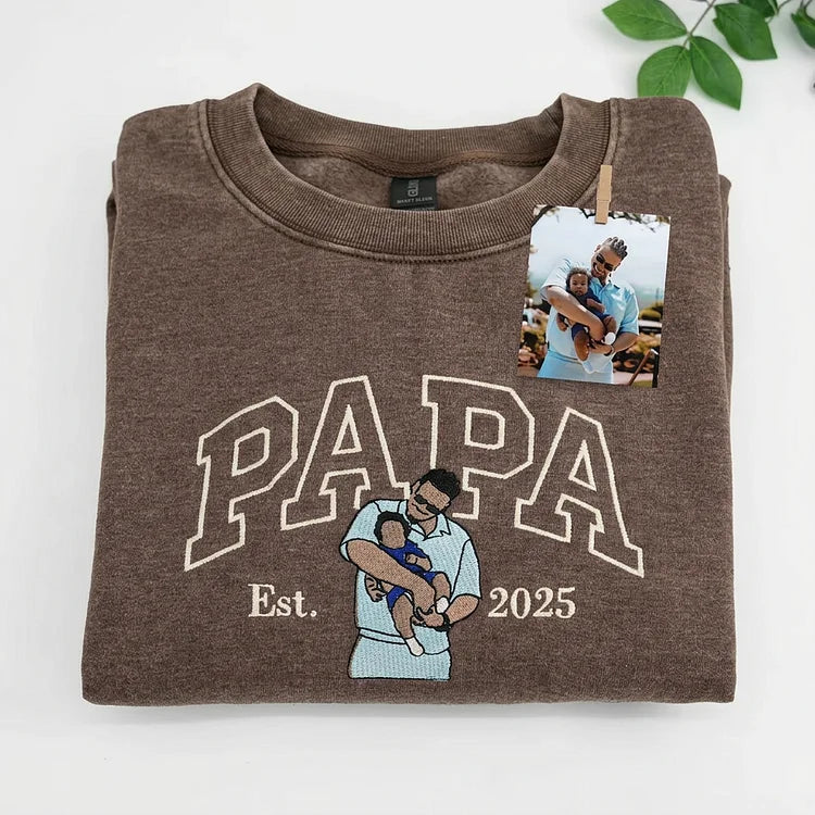 Custom DAD Photo Illustration Vintage Washed Sweatshirt | Father's Day Gift