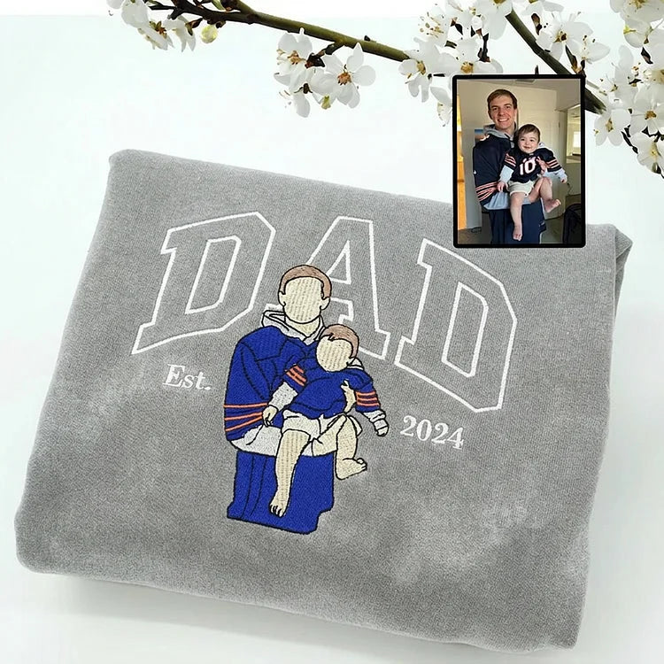 Custom DAD Photo Illustration Vintage Washed Sweatshirt | Father's Day Gift