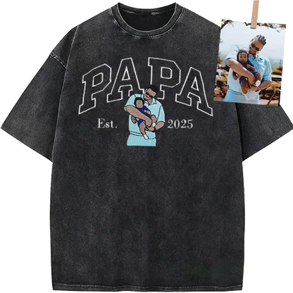 Custom DAD Photo Illustration Vintage Washed Sweatshirt | Father's Day Gift