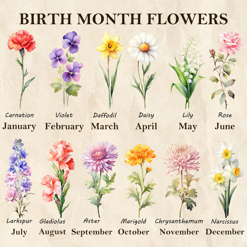 Custom Hug Birth Month Flower Bouquet with Names LED Night Light Frame | Mother&