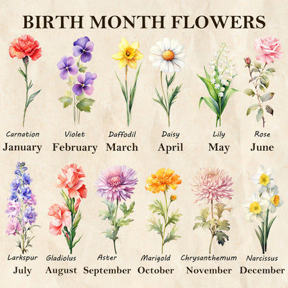 Custom Hug Birth Month Flower Bouquet with Names LED Night Light Frame | Mother&