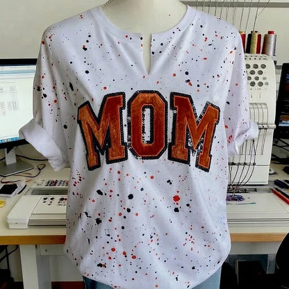 Custom Sequin Mama Mom Sweatshirt - Personalized Team Spirit Shirt with Splatter Paint Design | Mother&