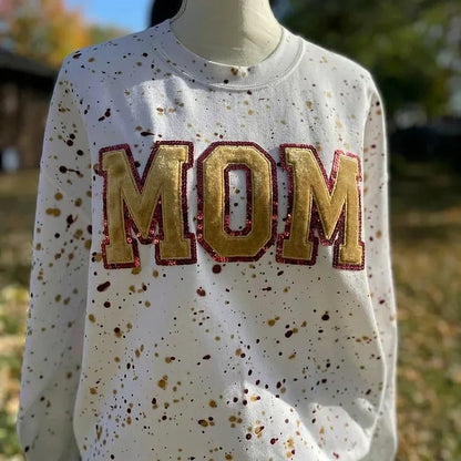 Custom Sequin Mama Mom Sweatshirt - Personalized Team Spirit Shirt with Splatter Paint Design | Mother&