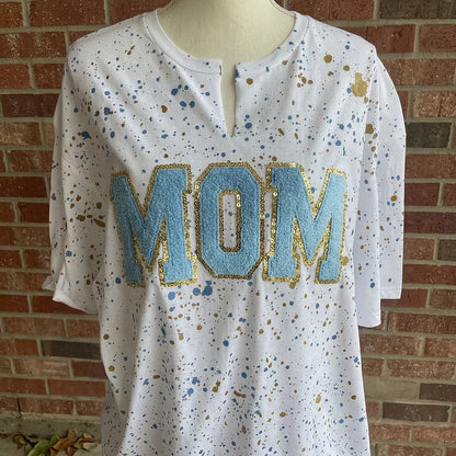 Custom Sequin Mama Mom Sweatshirt - Personalized Team Spirit Shirt with Splatter Paint Design | Mother&