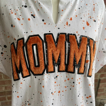 Custom Sequin Mama Mom Sweatshirt - Personalized Team Spirit Shirt with Splatter Paint Design | Mother&