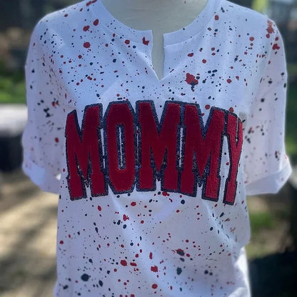 Custom Sequin Mama Mom Sweatshirt - Personalized Team Spirit Shirt with Splatter Paint Design | Mother&