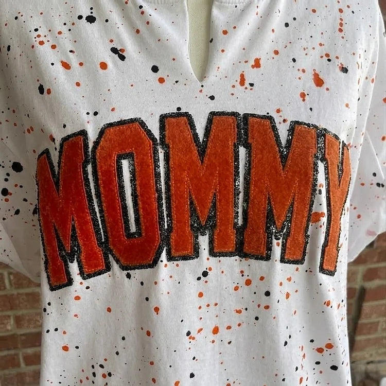 Custom Sequin Mama Mom Sweatshirt - Personalized Team Spirit Shirt with Splatter Paint Design | Mother&