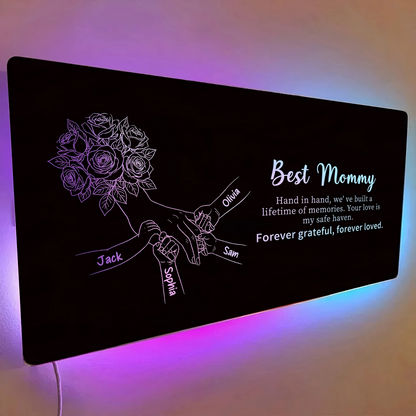 Custom Mom Holding Hands Mirror Light | Personalized Mother's Day Gift
