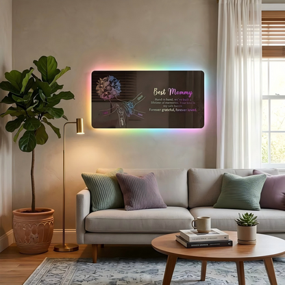 Custom Mom Holding Hands Mirror Light | Personalized Mother's Day Gift
