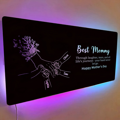 Custom Mom Holding Hands Mirror Light | Personalized Mother's Day Gift