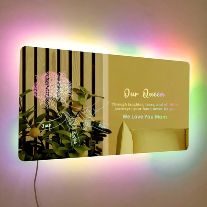 Custom Mom Holding Hands Mirror Light | Personalized Mother's Day Gift