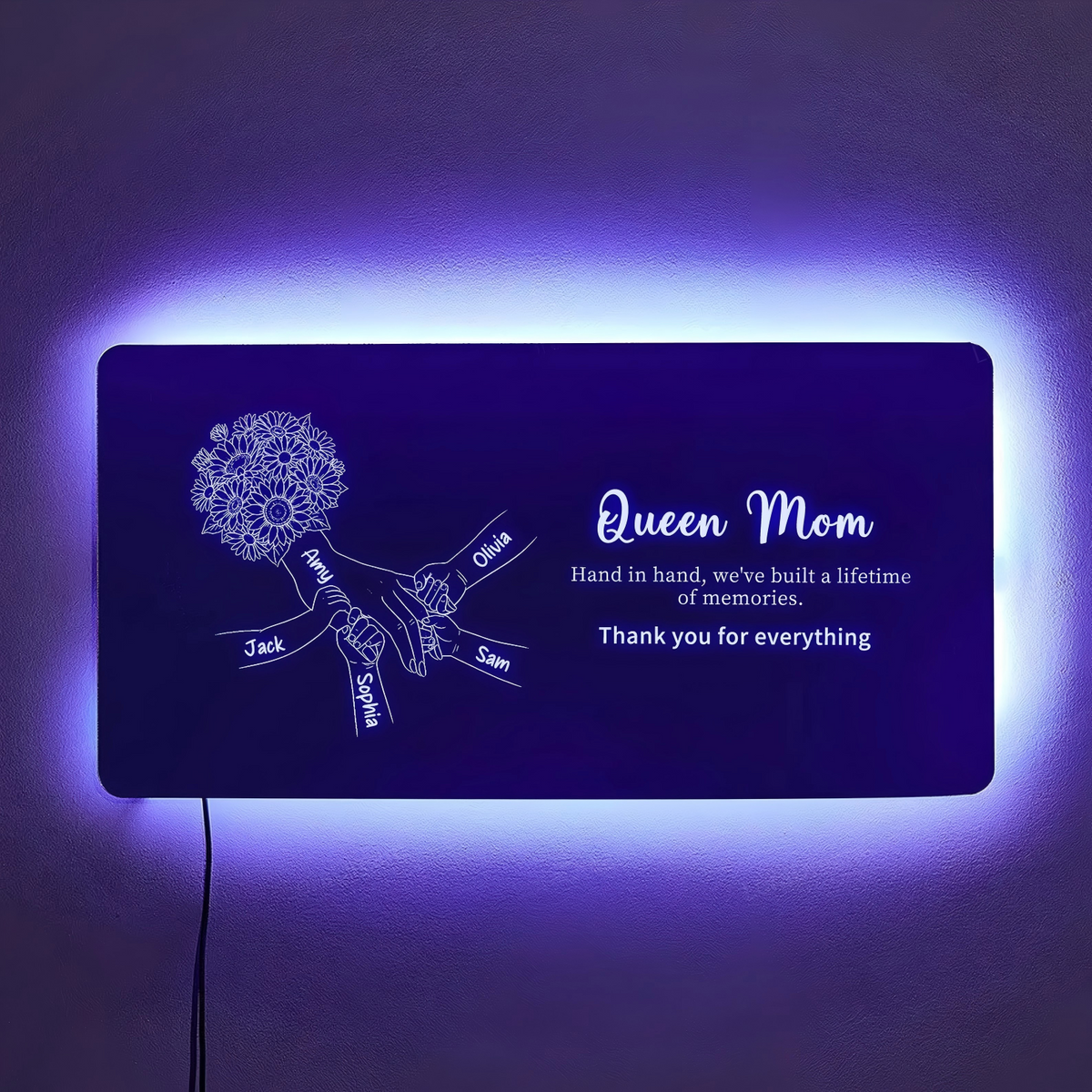 Custom Mom Holding Hands Mirror Light | Personalized Mother's Day Gift