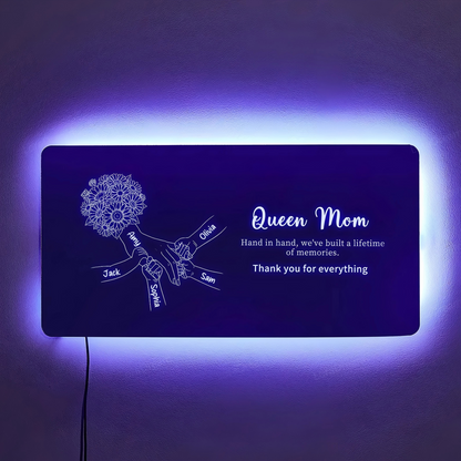 Custom Mom Holding Hands Mirror Light | Personalized Mother's Day Gift