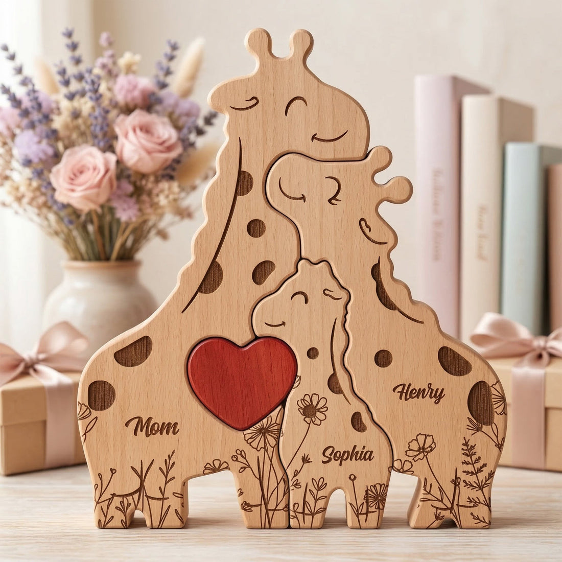 Wooden Giraffe Family Puzzle Mother&