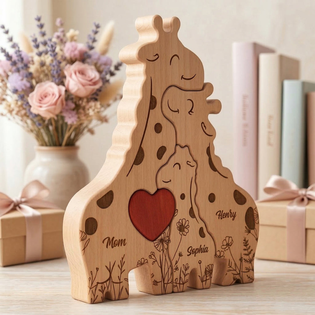 Wooden Giraffe Family Puzzle Mother&
